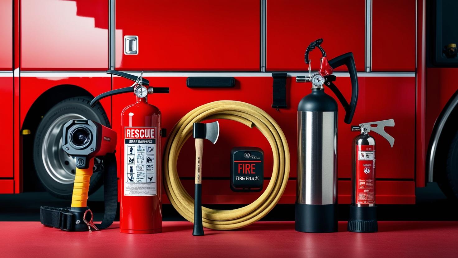 create a photo of fire safety and rescue equipment